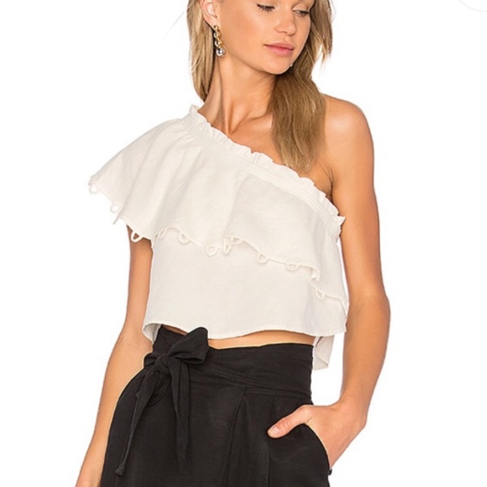 Apiece Apart Zahar One Sleeve Crop Top Cream Sz 8